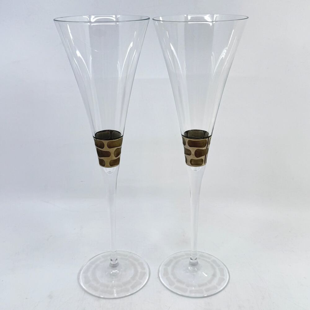 Vintage 90's MICHAEL WAINWRIGHT Truro Silver Toasting Flutes